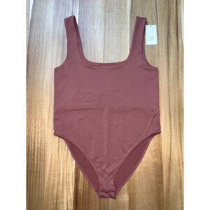 A New Day Womens Rust Color Bodysuit Scoop Neck Sleeveless Size XL